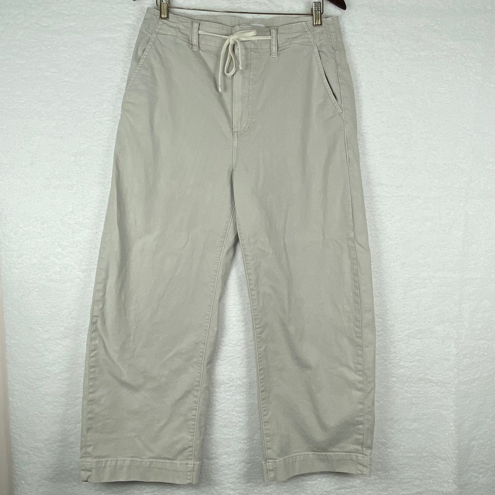 Paige Arellia Ankle Wide Leg Pants Beige Drawstring High Rise Size 31